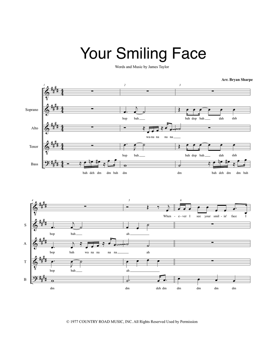 Your Smiling Face 4-Part scores gallery preview page 1