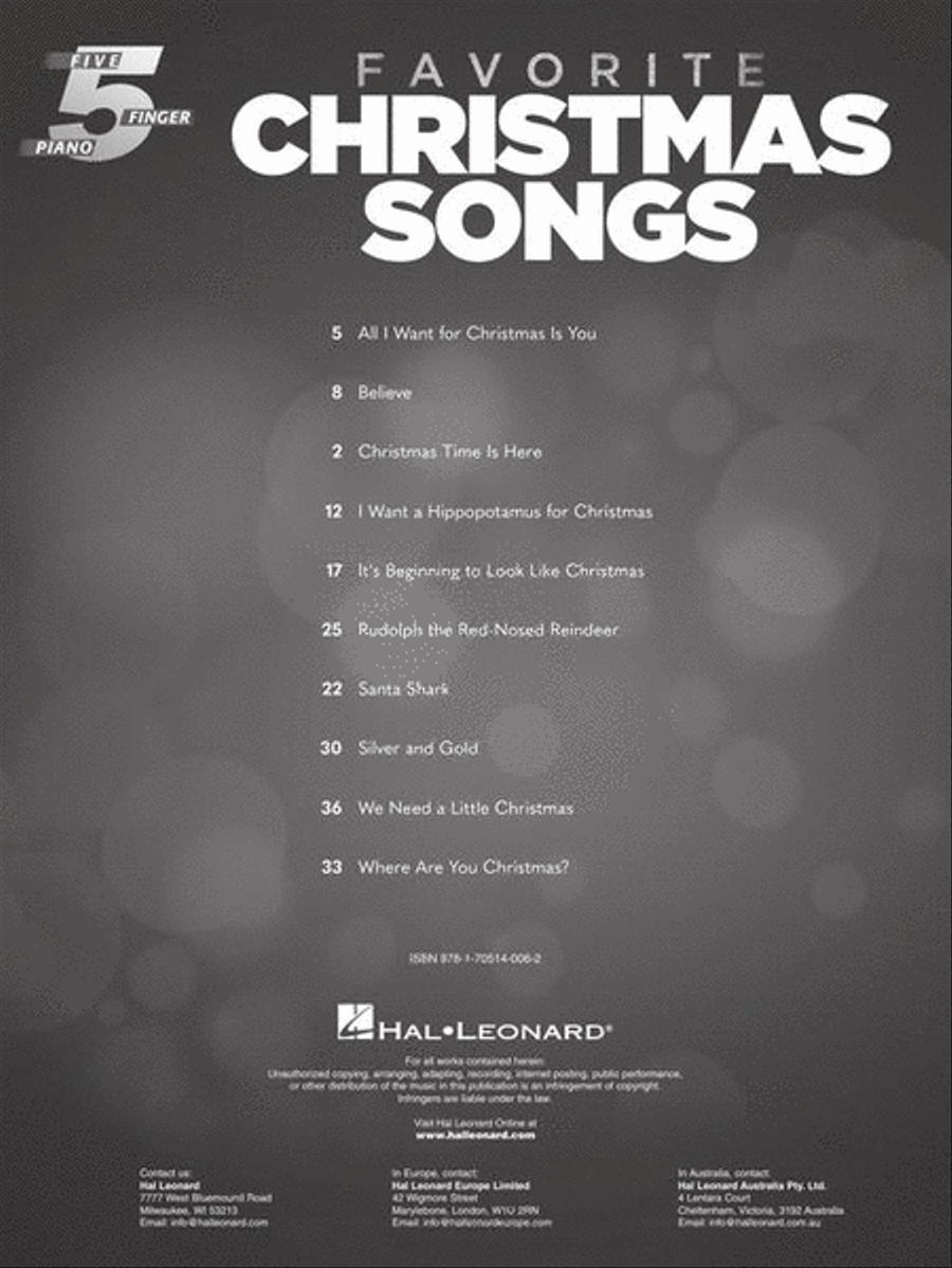 Favorite Christmas Songs for Five-Finger Piano Piano scores gallery preview page 3