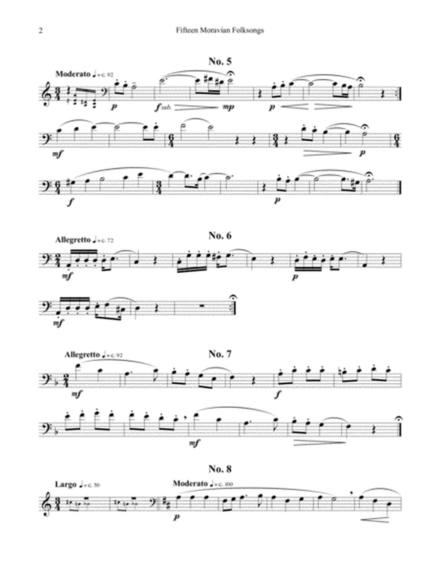 Fifteen Moravian Folk Songs for Trombone and Piano