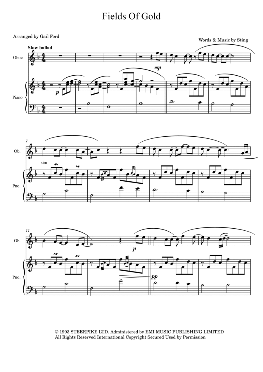 Fields Of Gold Piano scores gallery preview page 1