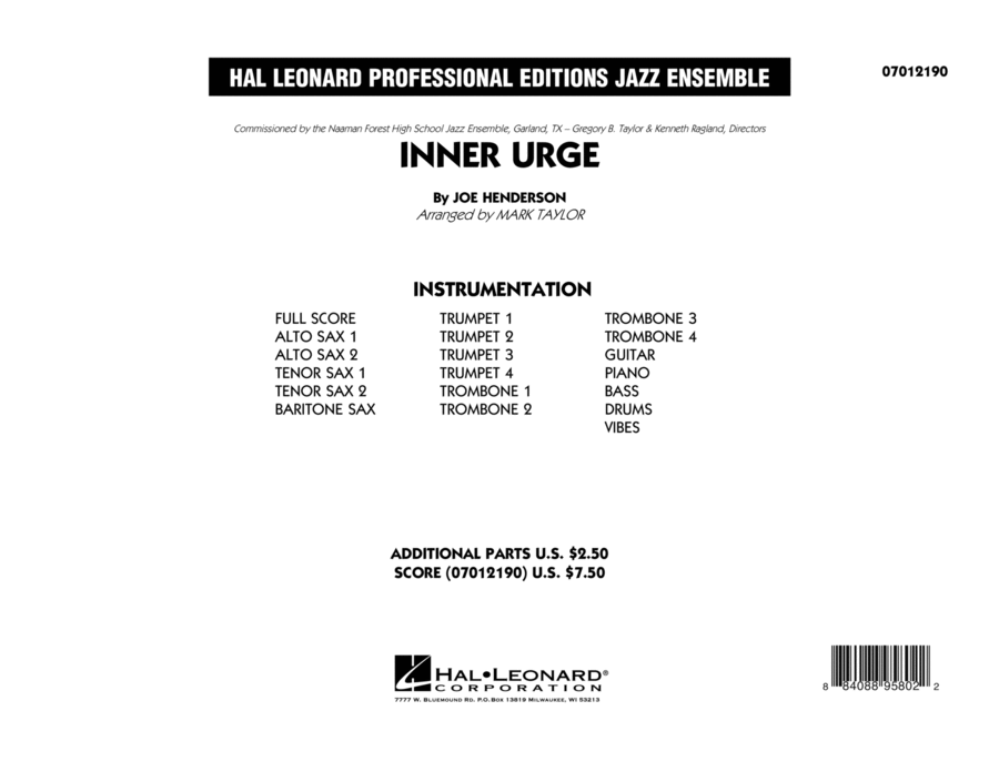 Inner Urge - Conductor Score (Full Score) Jazz Ensemble scores gallery preview page 1