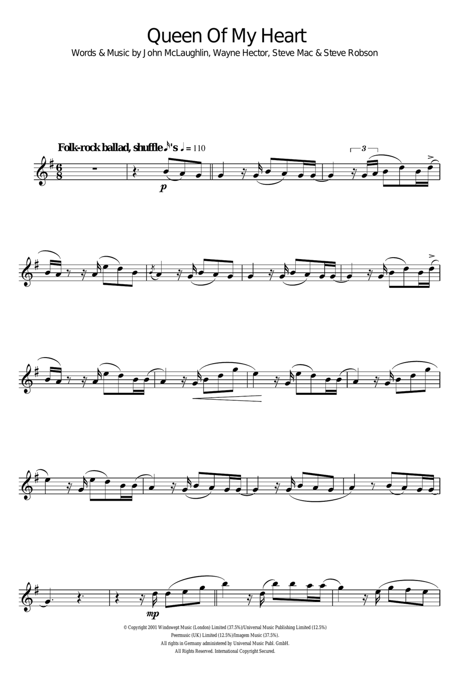 Queen Of My Heart Queen Of My Heart Alto Saxophone scores gallery preview page 1