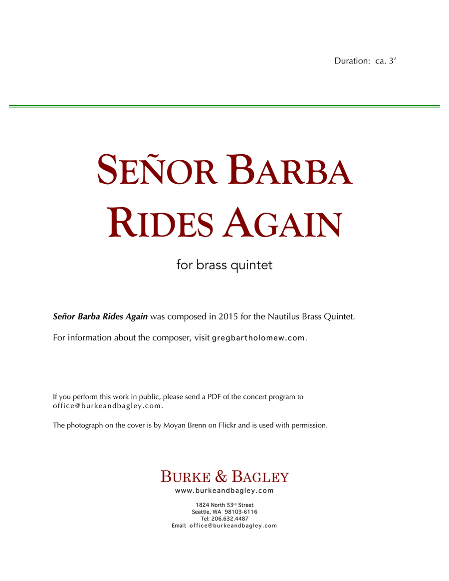 Señor Barba Rides Again Brass Ensemble scores gallery preview page 2