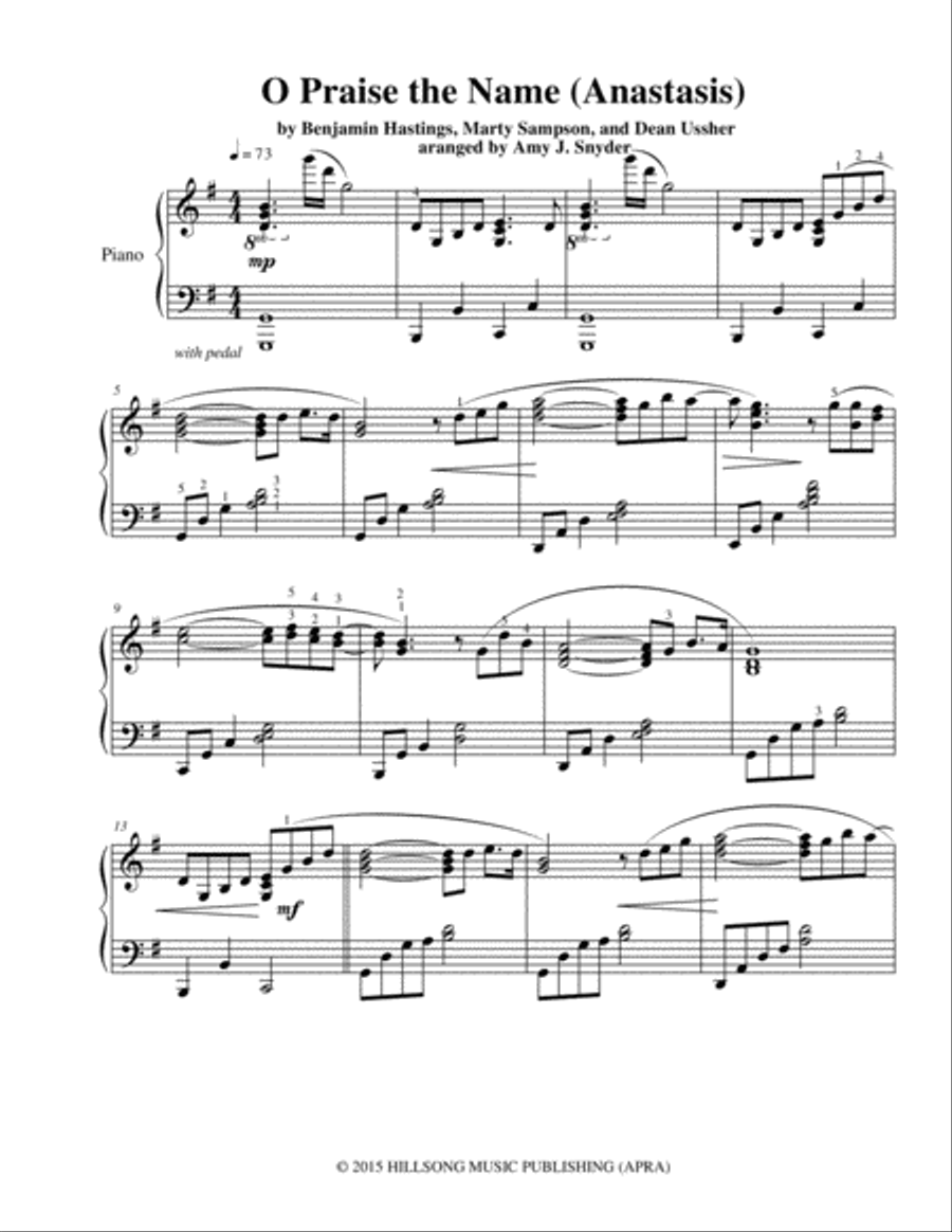 O Praise The Name (anastasis) Piano Solo scores gallery preview page 2