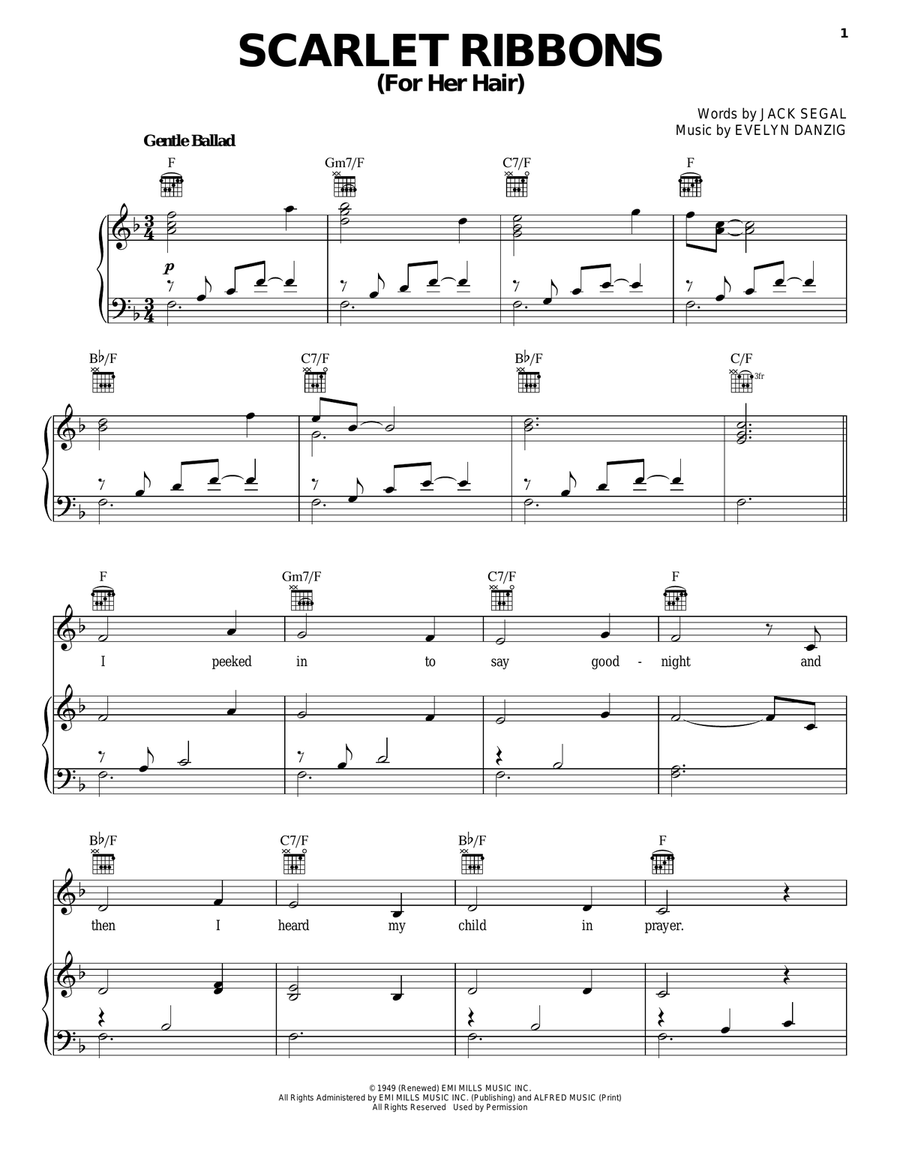 Scarlet Ribbons (For Her Hair) Acoustic Guitar scores gallery preview page 1