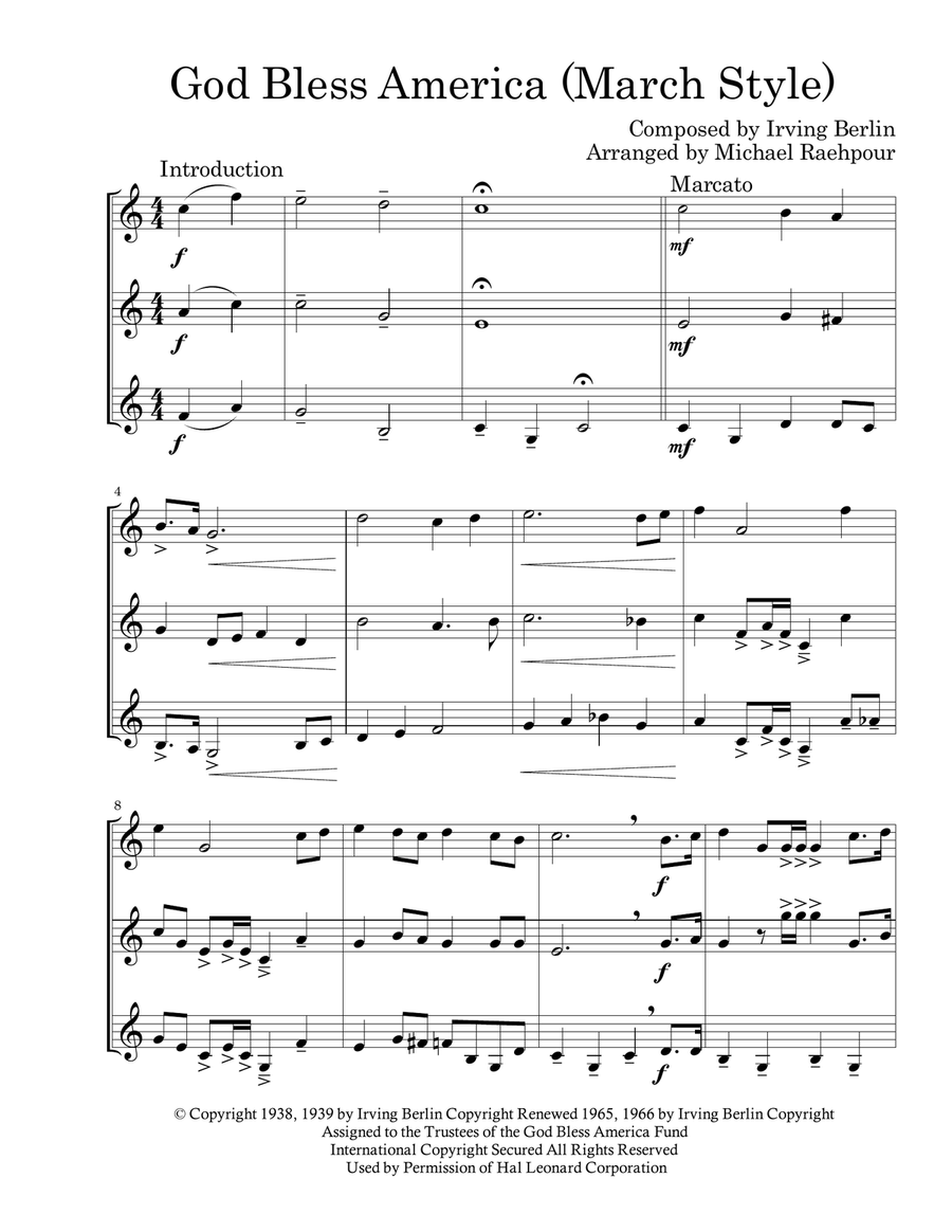 God Bless America Trumpet Solo scores gallery preview page 1