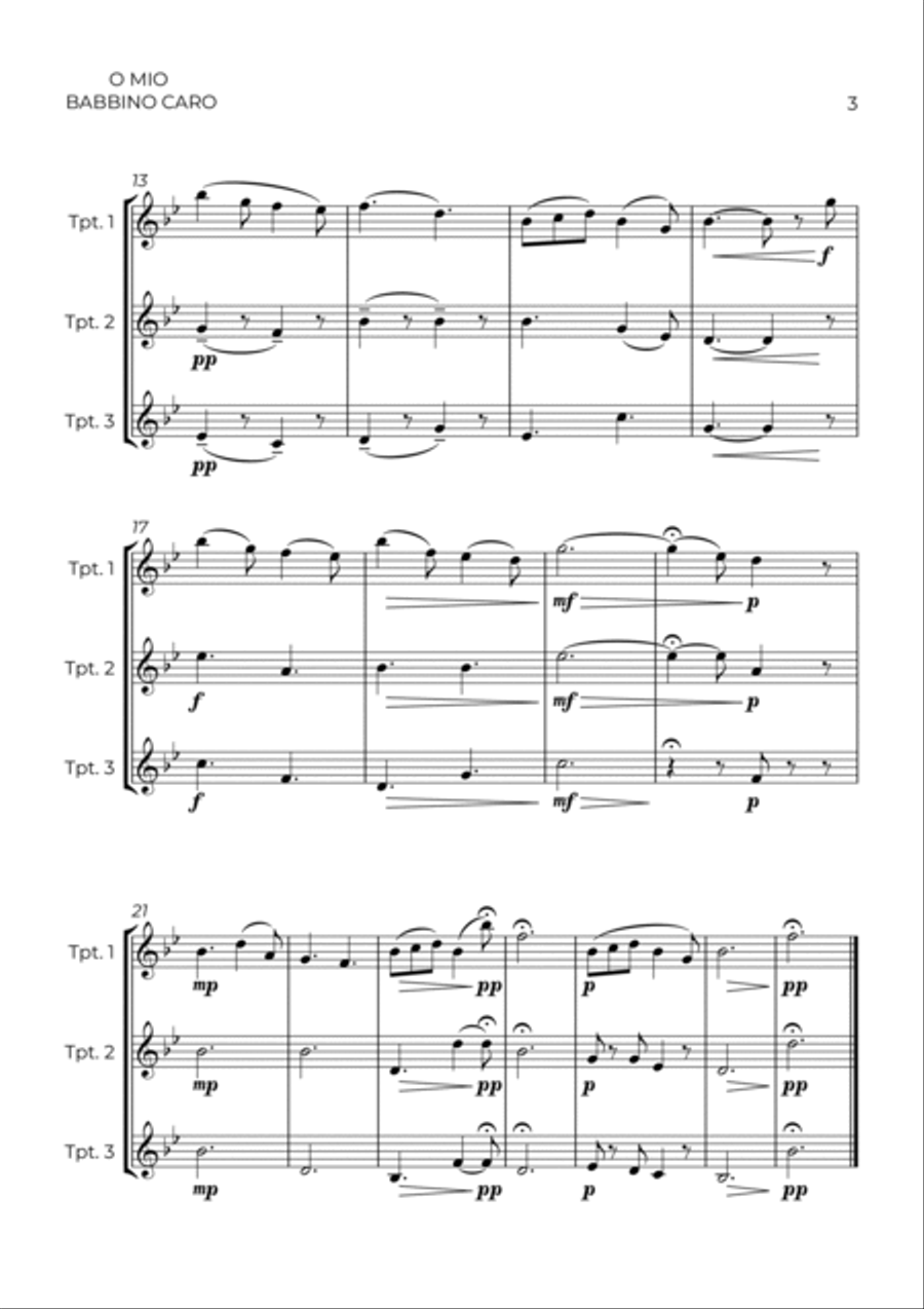 O MIO BABBINO CARO - TRUMPET TRIO Trumpet Trio scores gallery preview page 3