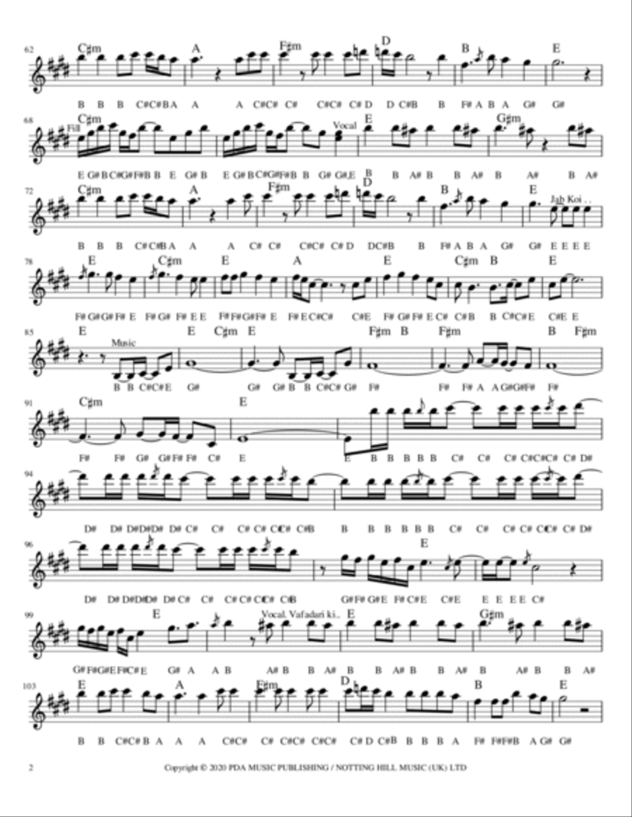 Jab Koi Baat Easy Piano scores gallery preview page 2