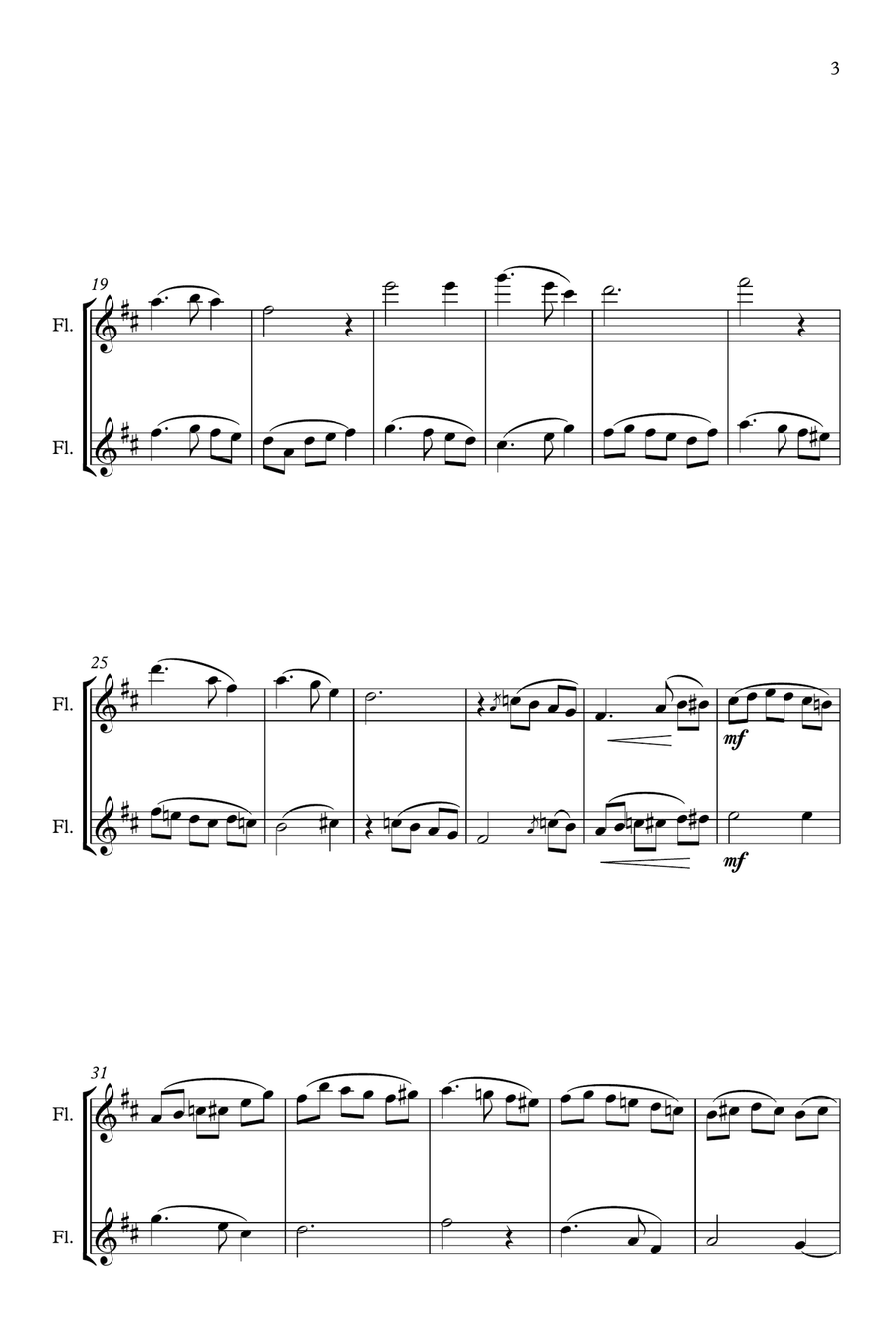 An ever-so-slightly blue Silent Night (Stille Nacht), for Flute Duet Flute Duet scores gallery preview page 3