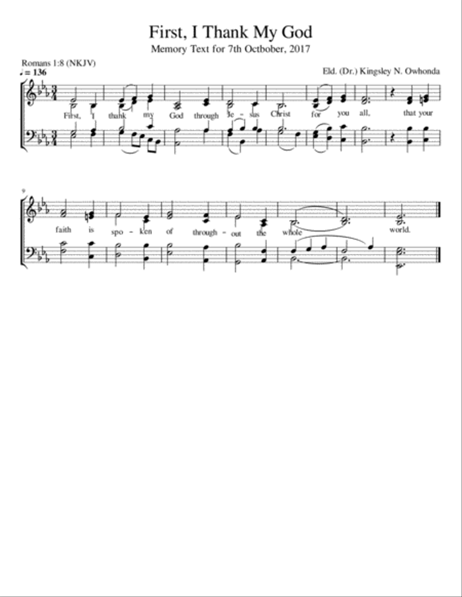 First, I thank my God 4-Part scores gallery preview page 1