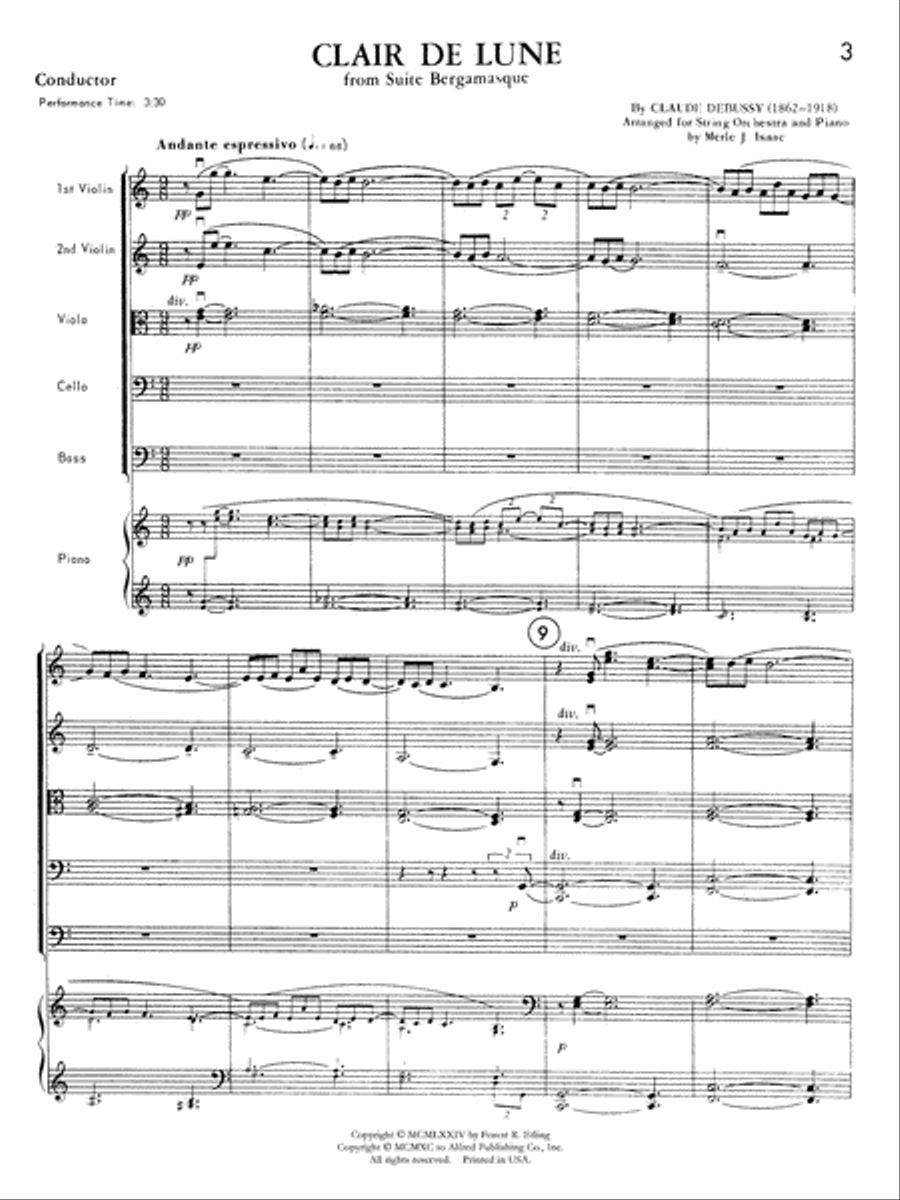 Clair de lune: Score String Orchestra scores gallery preview page 3