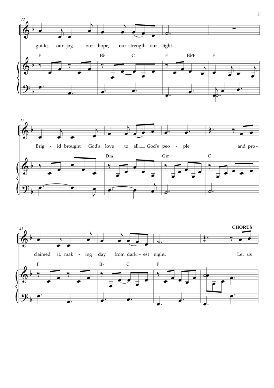 Hymn to St. Brigid Unison Choir scores gallery preview page 3