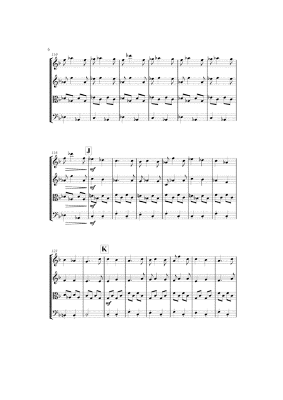 Dance of the Comedians from The Bartered Bride by Smetana for string quartet, score, parts String Quartet scores gallery preview page 6