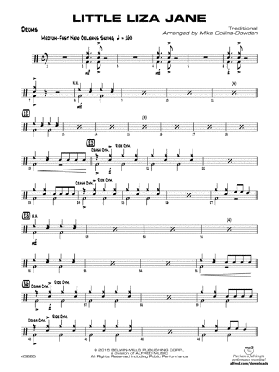 Little Liza Jane: Drums Little Liza Jane: Drums Jazz Ensemble scores gallery preview page 1