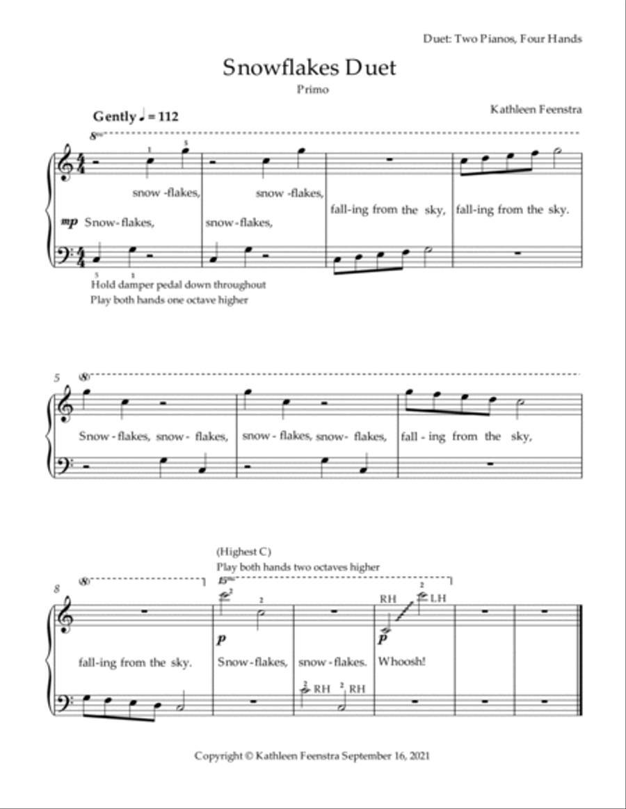 Snowflakes Duet Snowflakes Duet Easy Piano scores gallery preview page 2