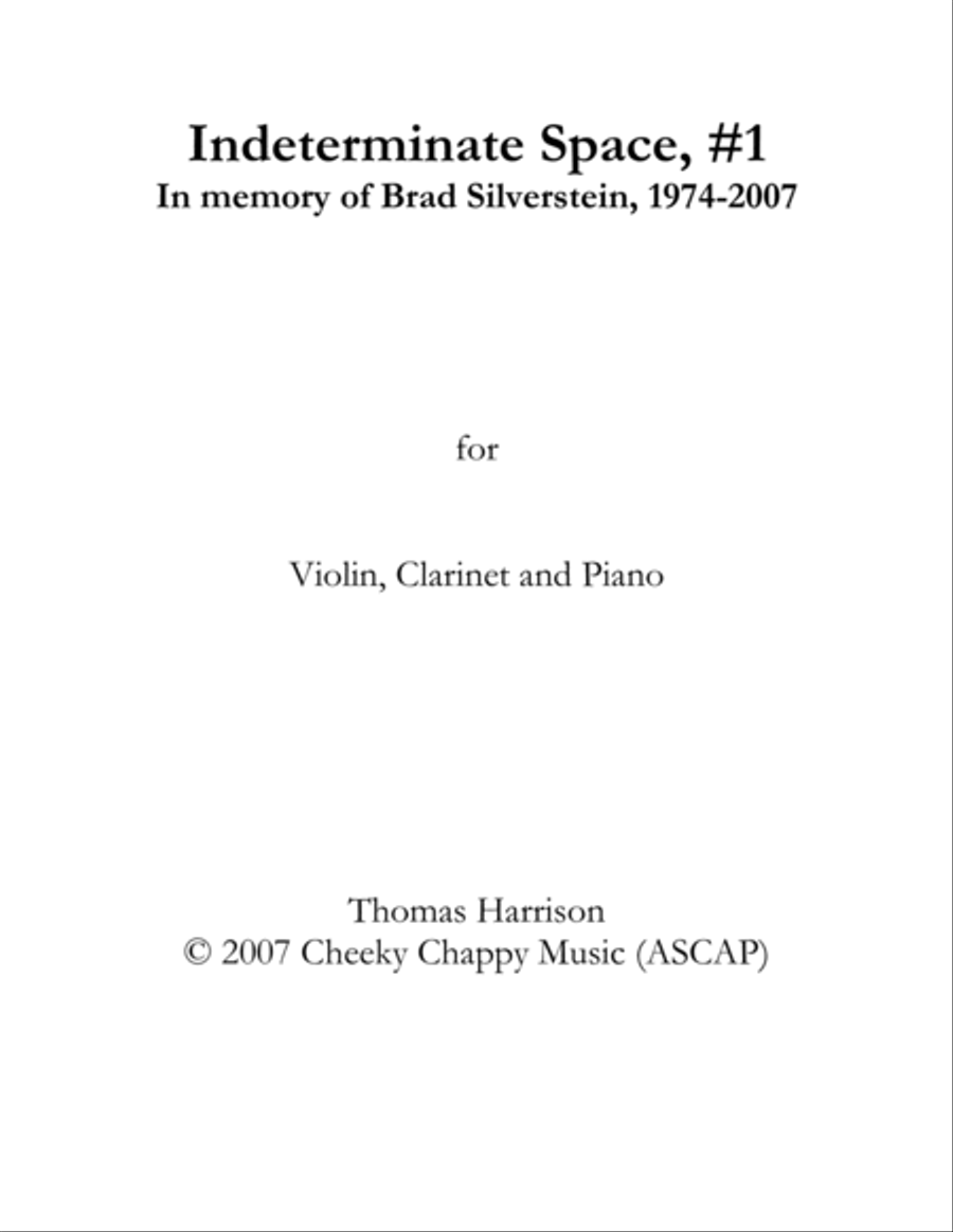Indeterminate Space Clarinet scores gallery preview page 1