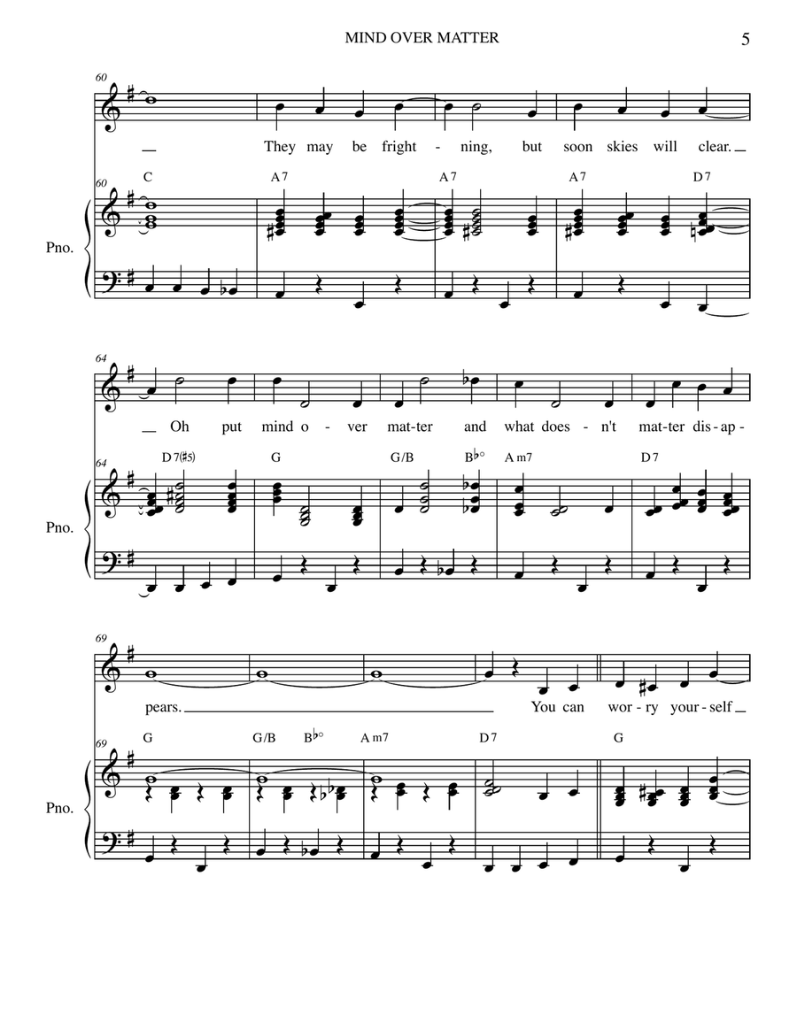 PUT MIND OVER MATTER Piano, Vocal scores gallery preview page 5