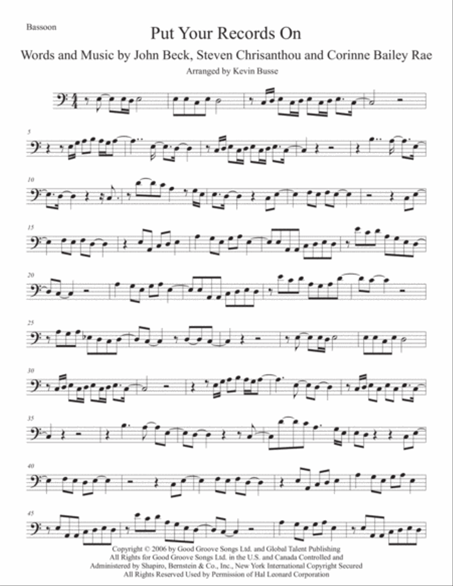 Put Your Records On Bassoon Solo scores gallery preview page 1