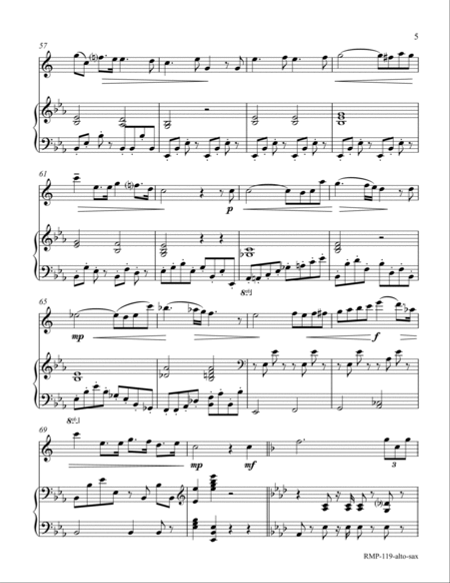 Verdi - Triumphal March from Aida (for alto sax with piano accompaniment) Alto Saxophone scores gallery preview page 5