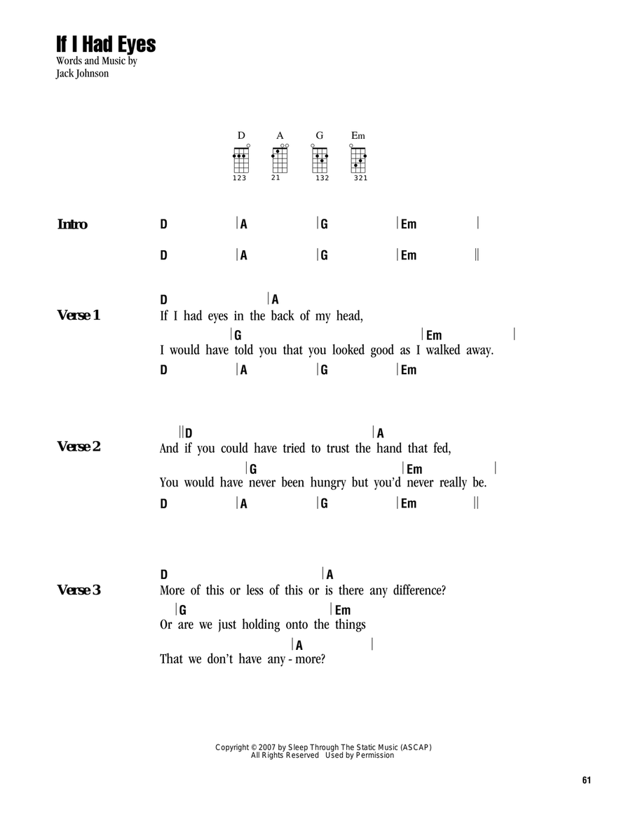 If I Had Eyes Ukulele scores gallery preview page 1