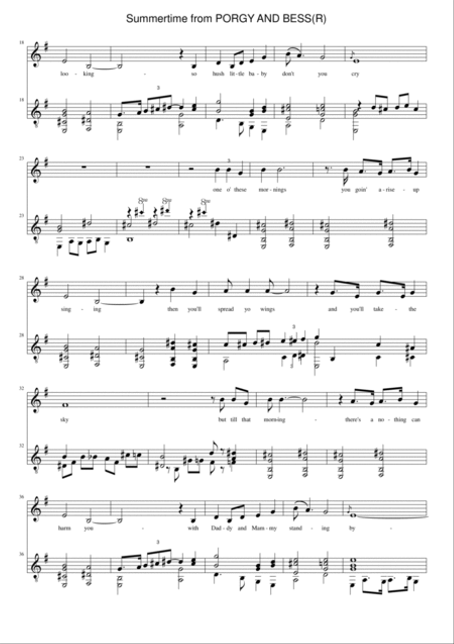 Summertime Piano, Vocal, Guitar scores gallery preview page 2