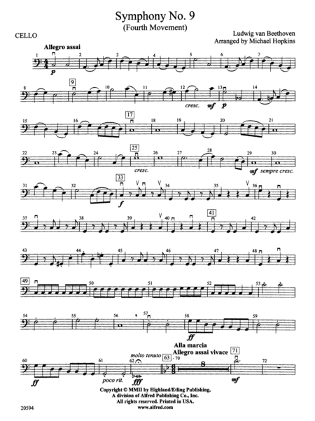 Symphony No. 9 (Fourth Movement): Cello