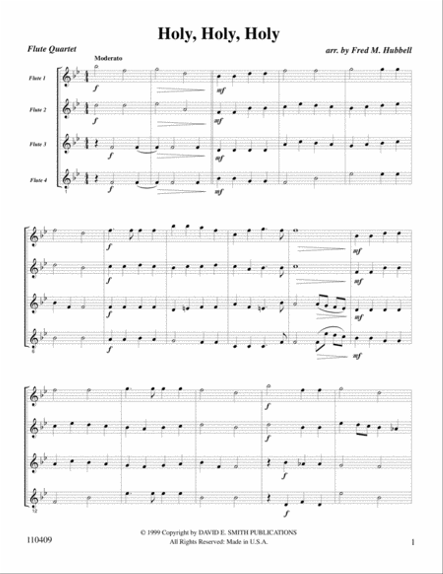 Holy, Holy, Holy (unacc) Flute Quartet scores gallery preview page 1