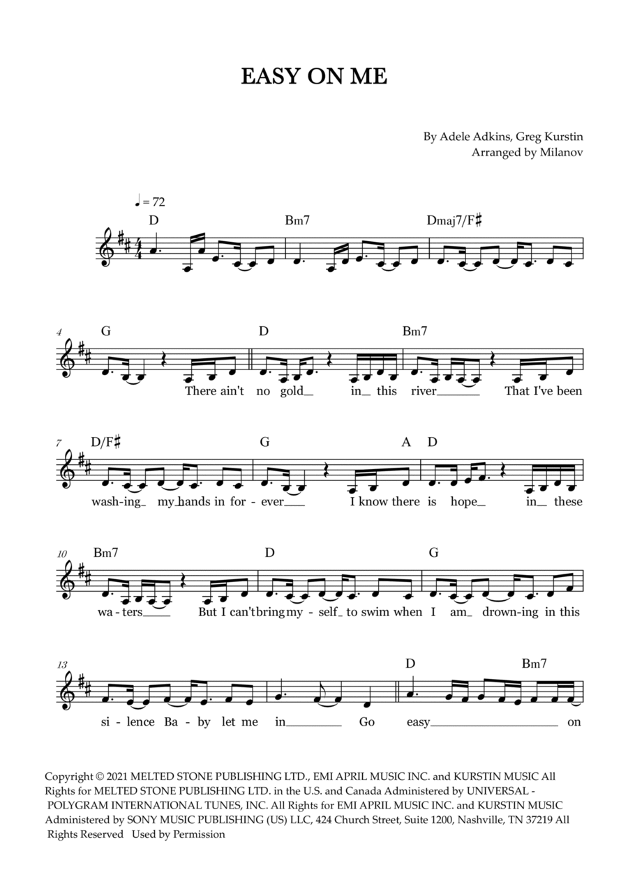 Easy On Me Piano scores gallery preview page 1