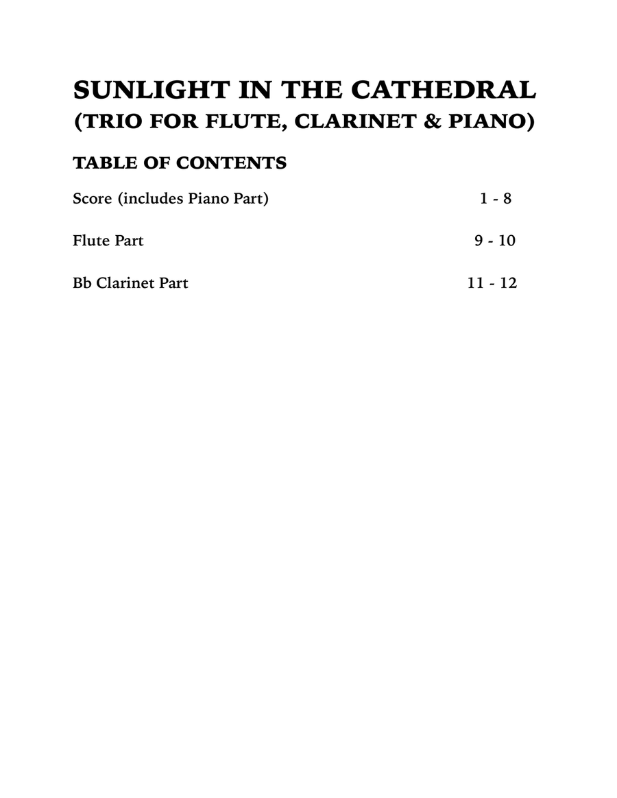 Sunlight in the Cathedral (Mountain Prelude): Trio for Flute, Clarinet and Piano Small Ensemble scores gallery preview page 4