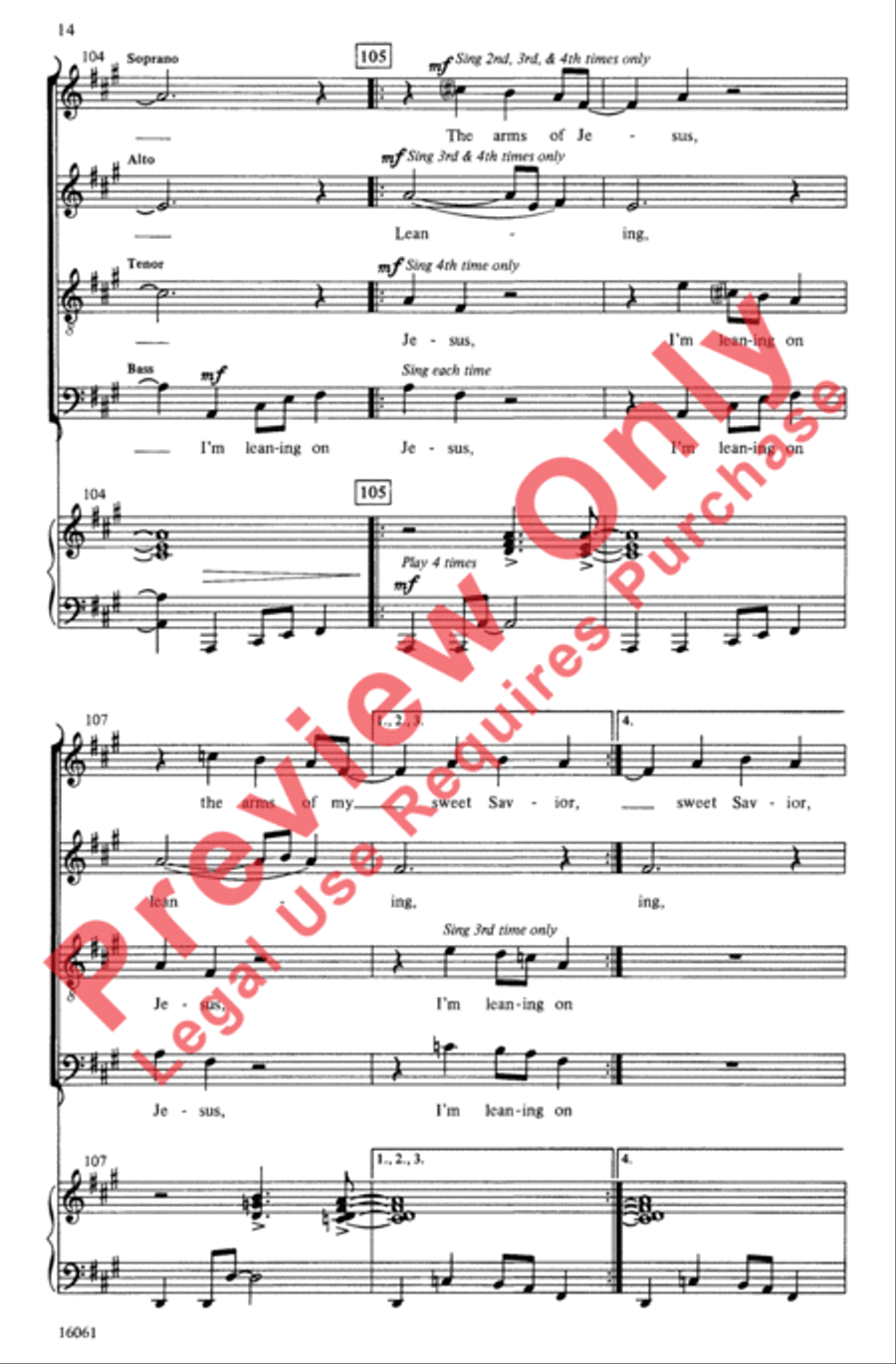Leaning on the Everlasting Arms 4-Part scores gallery preview page 14