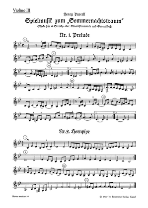 Book cover for Spielmusik zum Sommernachtstraum für Streicher (statt Viola auch Violine III) und Basso continuo/ Bläser ad lib