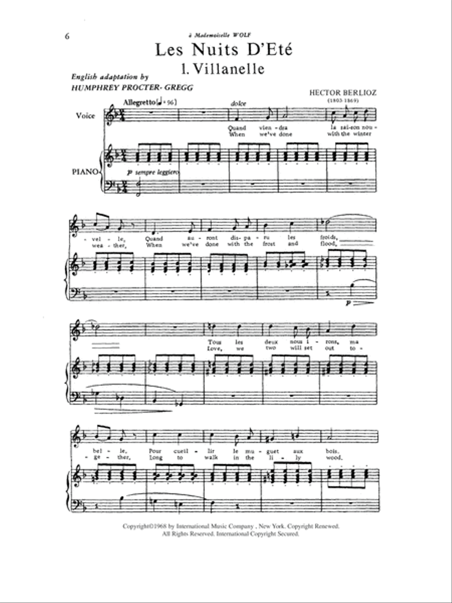 Les Nuits D'Ete, Opus 7 (Summer Nights) A Cycle Of Six Songs (F. & E.): Low Low Voice scores gallery preview page 2
