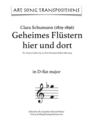 SCHUMANN: Geheimes Flüstern hier und dort, Op. 23 no. 3 (transposed to D-flat major)