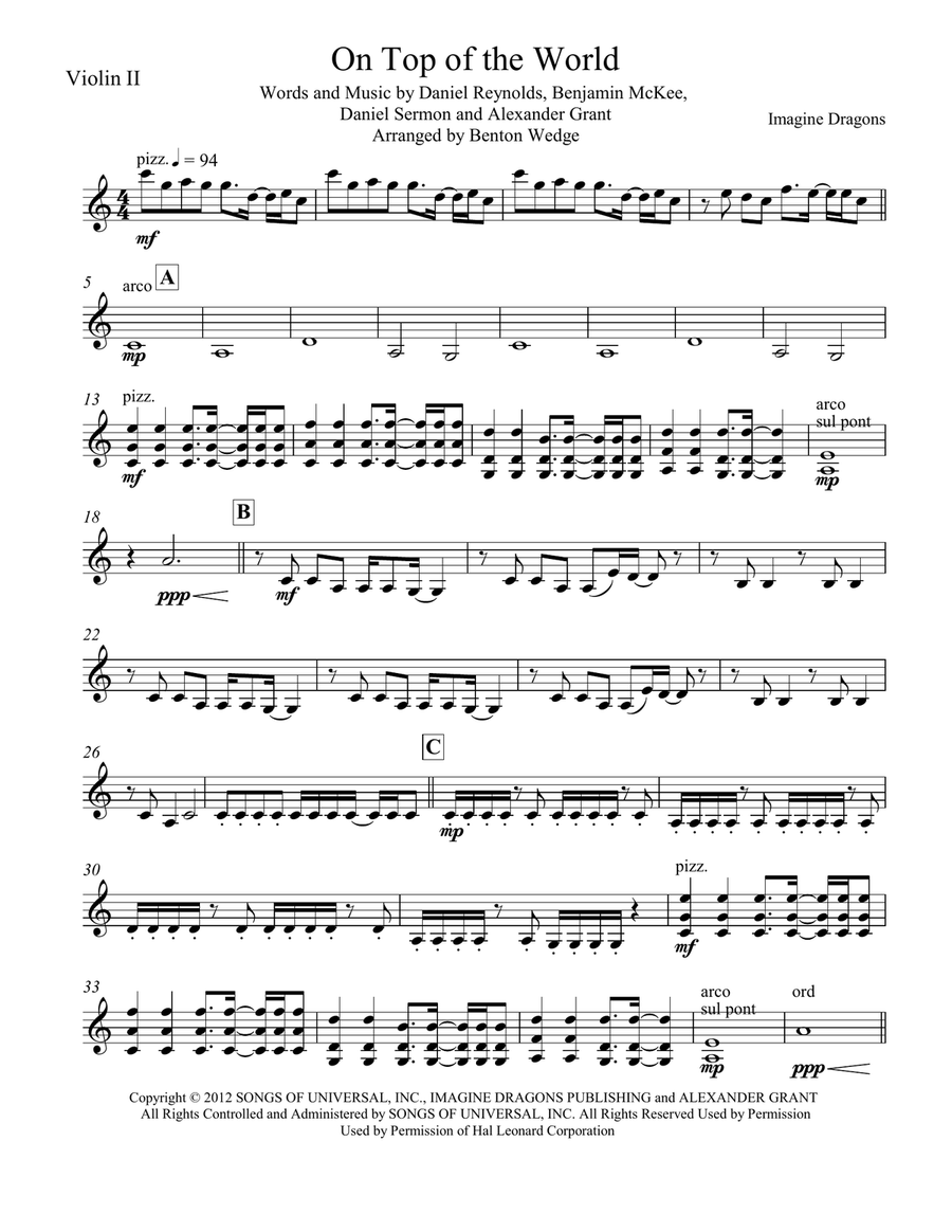 On Top Of The World String Quartet scores gallery preview page 4