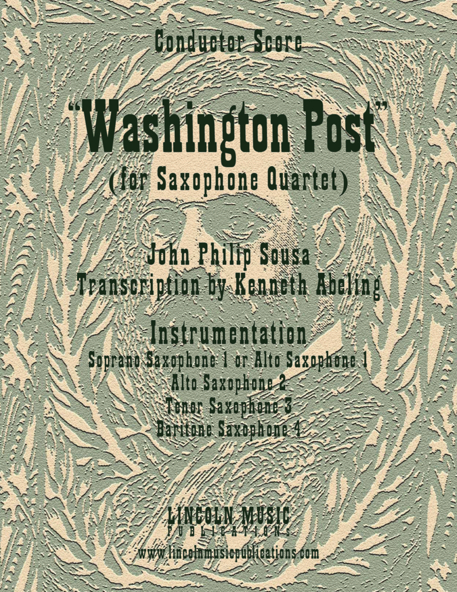 March - Washington Post March (for Saxophone Quartet SATB or AATB) Saxophone Quartet scores gallery preview page 1
