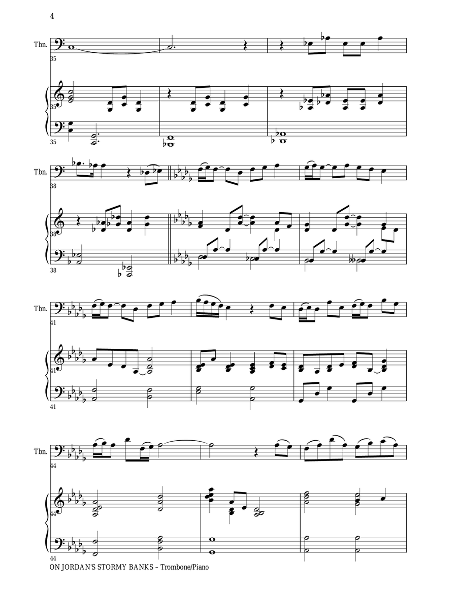 THREE GOSPEL HYMNS (Duets for Trombone & Piano) Trombone Duet scores gallery preview page 6