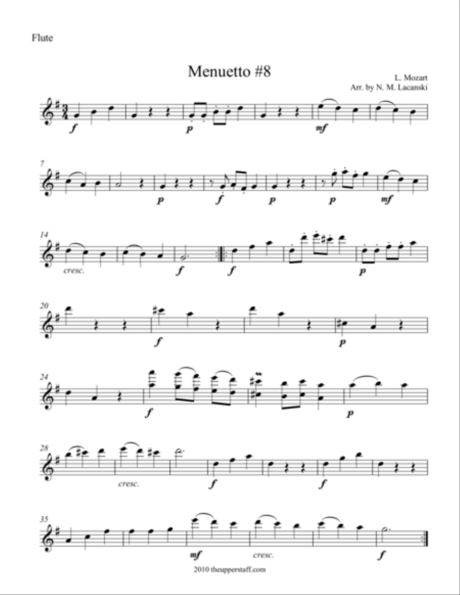 Menuetto #8 Flute Solo scores gallery preview page 1