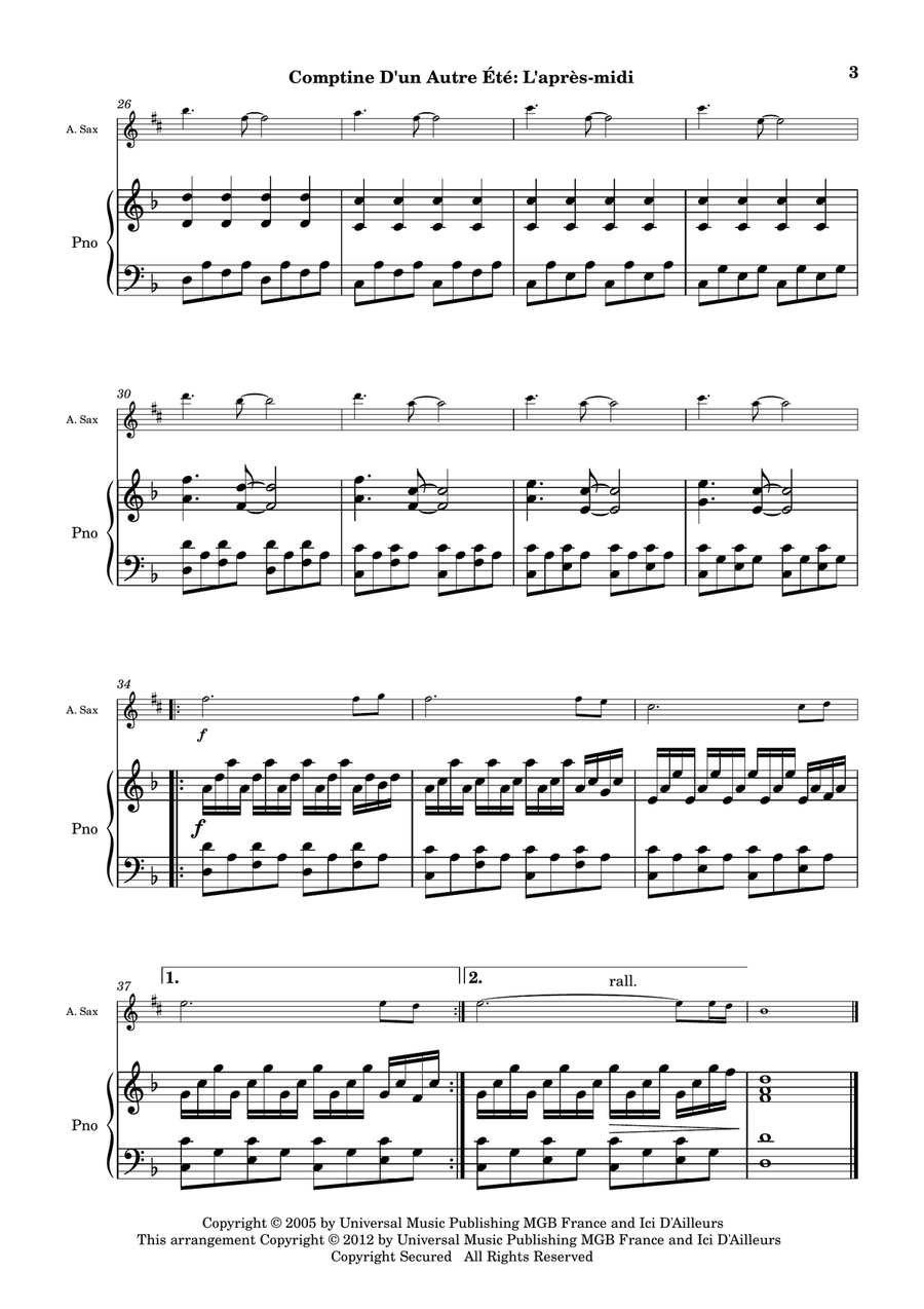 Comptine D'un Autre Été: L'après-midi Alto Saxophone scores gallery preview page 4