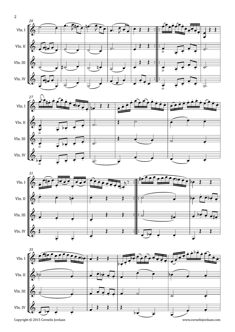 PLEYEL : Easy Minuet & Trio for violin quartet String Quartet scores gallery preview page 2