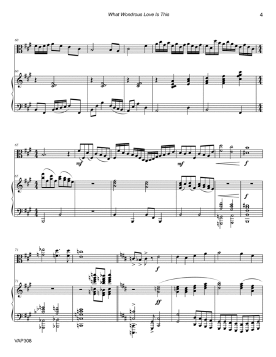 WHAT WONDROUS LOVE IS THIS - Viola Solo with Piano accompaniment Piano scores gallery preview page 4