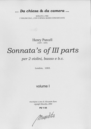 Book cover for Sonnata's of III parts (London, 1683)