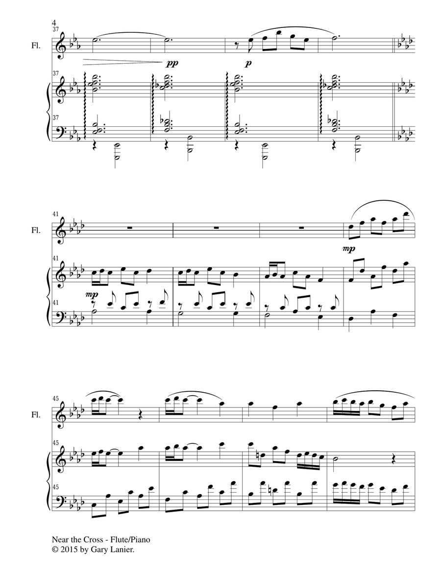 NEAR THE CROSS (Duet – Flute and Piano/Score and Parts) Woodwind Duet scores gallery preview page 5