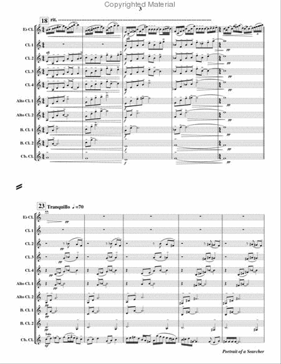 Portrait of a Searcher Portrait of a Searcher Clarinet Choir scores gallery preview page 4