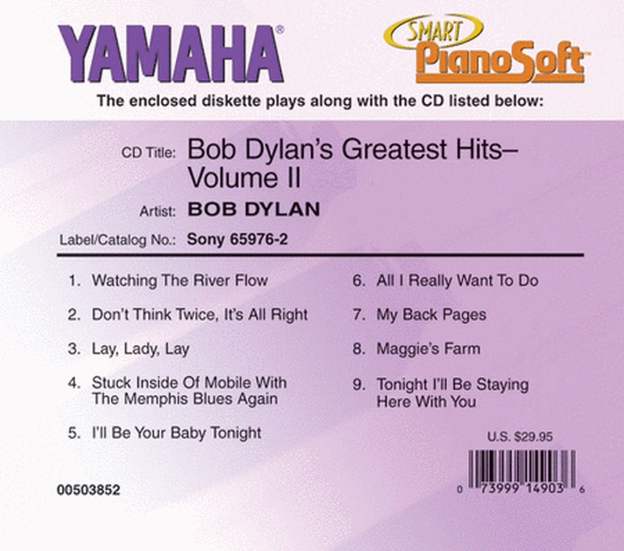 Bob Dylan's Greatest Hits (2-Disk Set) - Piano Software