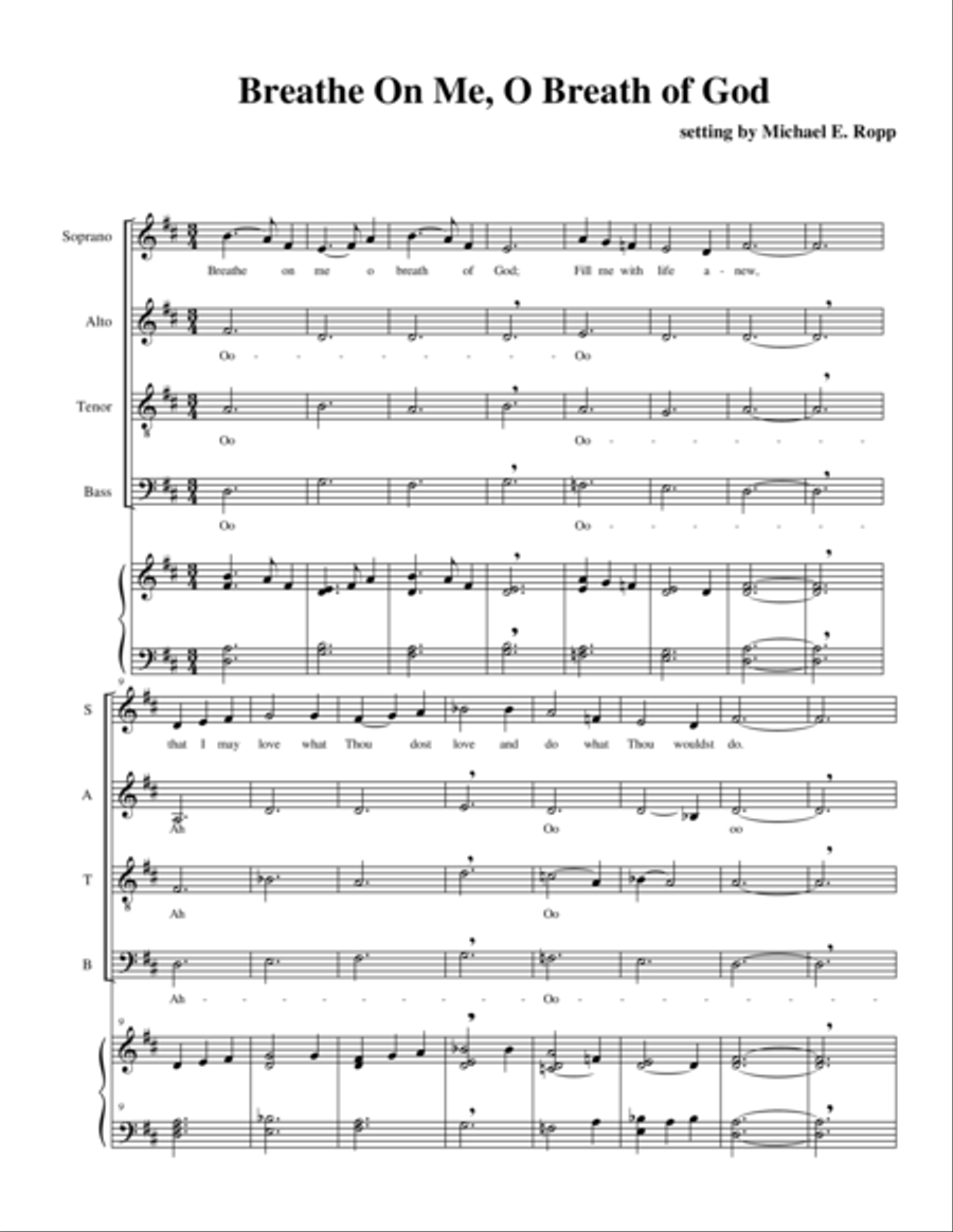 Breathe On Me, Breath Of God 4-Part scores gallery preview page 1
