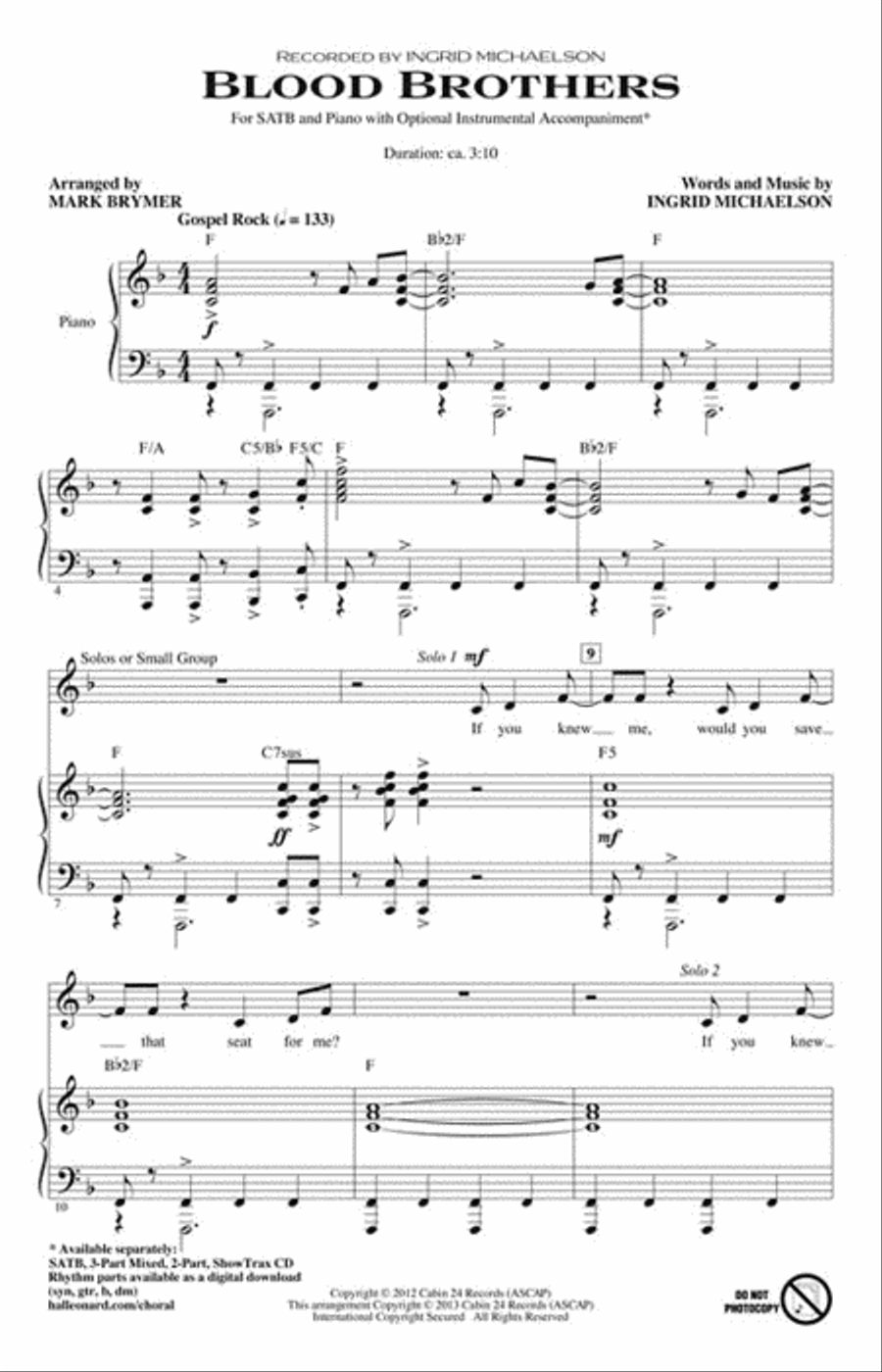 Blood Brothers 4-Part scores gallery preview page 2