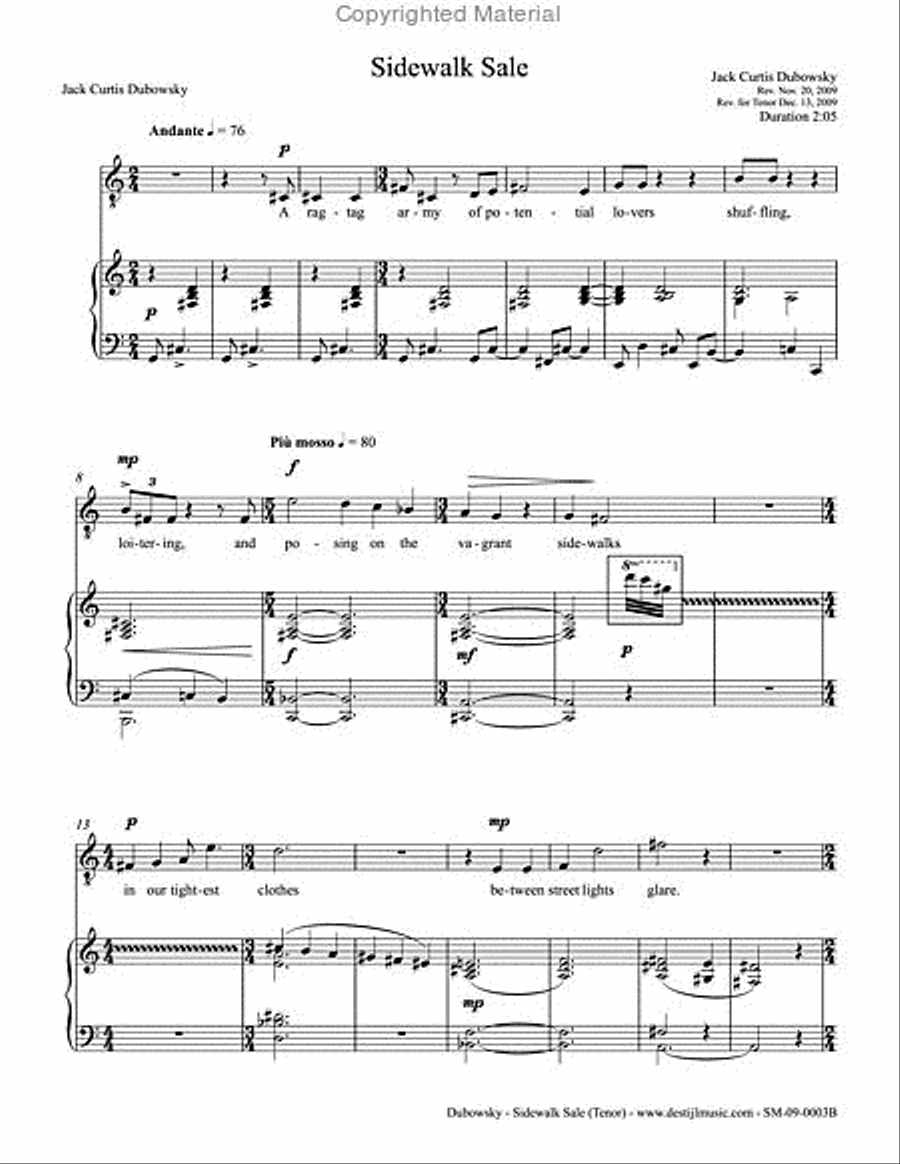 Sidewalk Sale (Tenor; Piano/Vocal) Tenor Voice scores gallery preview page 2