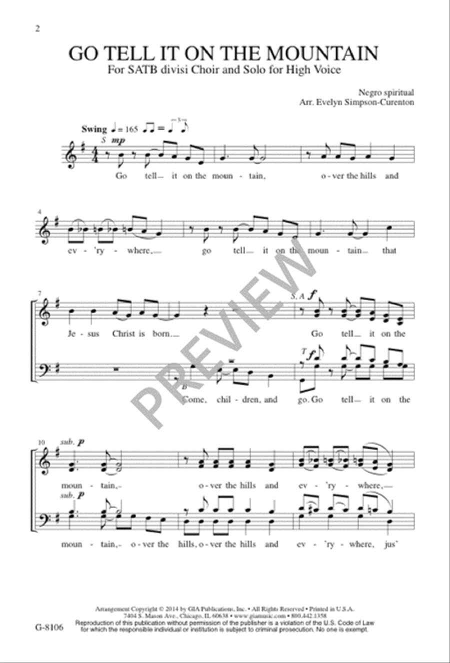 Go Tell It on the Mountain Divisi scores gallery preview page 3