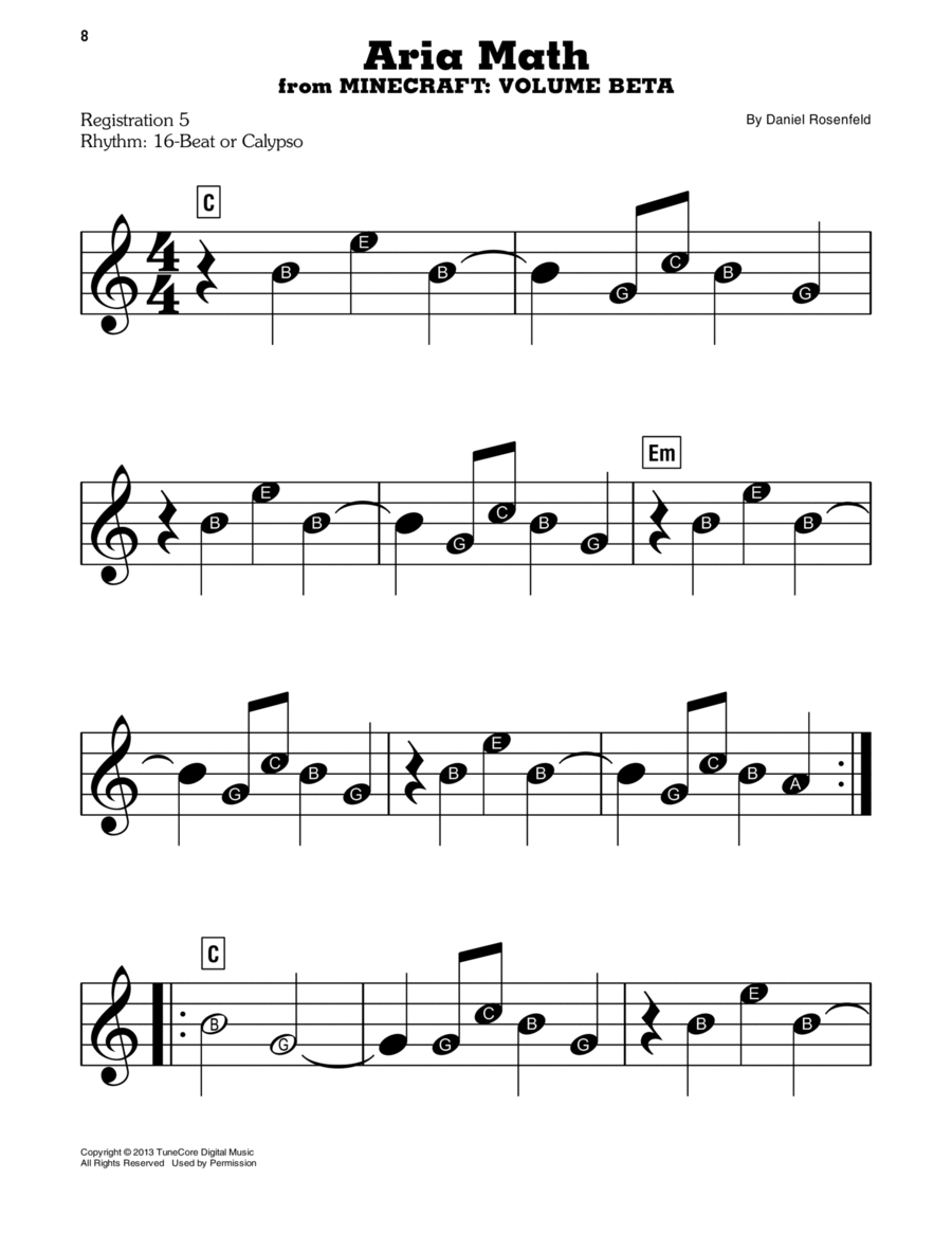 Aria Math (from Minecraft) Voice Solo scores gallery preview page 1