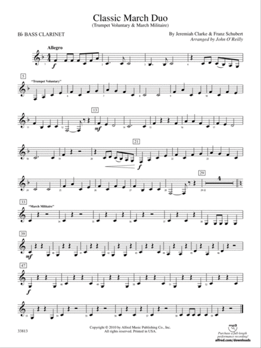 Classic March Duo: B-flat Bass Clarinet Concert Band scores gallery preview page 1